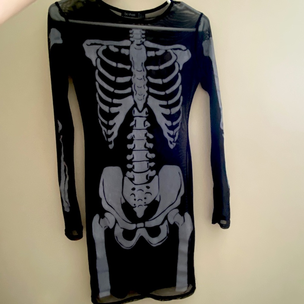Black Sheer Boohoo Skeleton Dress